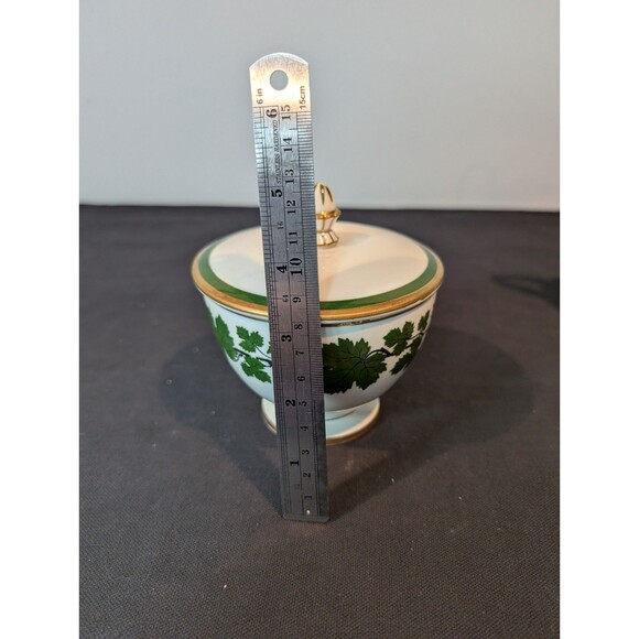 Meissen Green Ivy Sugar Bowl & Swan Handle Creamer – 19th/20th C – First Quality - Picture 13 of 16